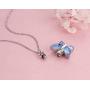 Eternal M. Butterfly Urn Necklace for Ashes Stainless Steel Silver Cremation Jewelry Keepsakes Pendants in Memory of Lost Loved One (Blue)