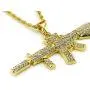Holibanna 2pcs Hip Hop Rhinestone Necklace Ak47 Pendant Personalized Necklace Punk Golden Chain Jewelry Accessories Gift for Men Women with Random Chain