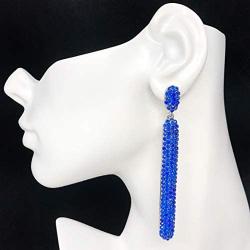Long Rhinestone BIG BLING Large Fancy Unique Formal Prom Dangle Drop Post Earrings