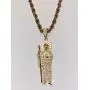 Shop-iGold Men Women 925 Italy Gold Finish Iced Silver Saint Jude Charm Ice Out Pendant Stainless Steel Real 2 mm Rope Chain Necklace, Mens Jewelry, Iced Pendant, Rope Necklace