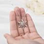 ELEGANZIA Snowflake Necklace for Women Sterling Silver Jewelry Sparkling Cubic Zirconia for Teenage Girls Mom Girlfriend