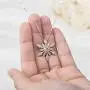 ELEGANZIA Snowflake Necklace for Women Sterling Silver Jewelry Sparkling Cubic Zirconia for Teenage Girls Mom Girlfriend