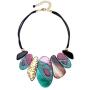 FAMARINE Vintage Tribe Chunky Collar Necklace, Geometry Acrylic Pendant Bib Statment Necklace Multicolor Costume Jewelry for Women