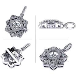 Forever Love Dancing Stone Flower Pendant Necklace, Sterling Silver & Swarovski Zirconia
