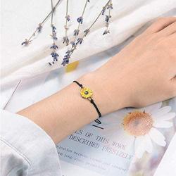 Inscape Data Handmade Sunflower Boho Bracelet Friendship Jewelry for Women Girl 2 Set