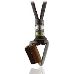 Coostuff Long Necklace for Men Women Rock Punk Jewelry Triangel Pendant Genuine Leather Necklaces Adjustable Leather Rope Chocker