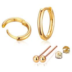 ALLHOUR Silver Hoop Earrings for Women, 925 Sterling Silver Stud Earrings Set for Girls, Hypoallergenic Small Hoop Earrings, Perfect Gift, 3 Colors in Silver/Gold/Rose Gold, Come with Jewelry Box
