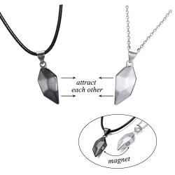 Jovivi 2 Pcs Heart Necklace for Couples Black White Matching Pendant Friendship Distance Magnetic Love Heart Jewelry for Boyfriend Girlfriend Valentines Gifts