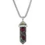 Tacool Gemstone Hexagonal Pointed Reiki Chakra Beaded Pendant Neclace Stainless Steel Chain 18 Inches (Dragon Blood Jasper) Tacool Gemstone Hexagonal Pointed Reiki Chakra Beaded Pendant Neclace Stainless Steel Chain 18 Inches (Dragon Blood Jasper)