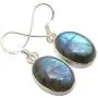 SilverStarJewel Sterling Silver 12 x 16 mm Cab Labradorite tcw 19.6 Earrings 1.3'' New Art SilverStarJewel Sterling Silver 12 x 16 mm Cab Labradorite tcw 19.6 Earrings 1.3'' New Art