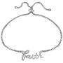 Hoops & Loops Sterling Silver Faith Polished Adjustable Bracelet