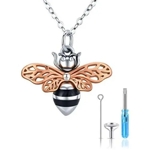 Cremation Jewelry TRISHULA 925 Sterling Silver Bee Pendant Urn necklaces for Women Cremation Jewelry TRISHULA 925 Sterling Silver Bee Pendant Urn necklaces for Women