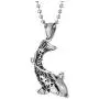 COOLSTEELANDBEYOND Mens Women Lucky Koi Fish Goldfish Pendant Necklace Stainless Steel, 23.6 in Ball Chain Unique