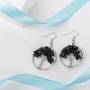 YACQ Natural Gemstone Tree Dangle Drop Earrings Handcrafted Jewelry for Women