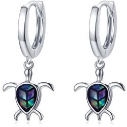 Turtle Earrings, 925 Sterling Silver Health and Longevity Sea Turtle Earrings Hypoallergenic,Sea Turtle Earings Cute Animal Jewelry Drop Dangle Earrings for Women