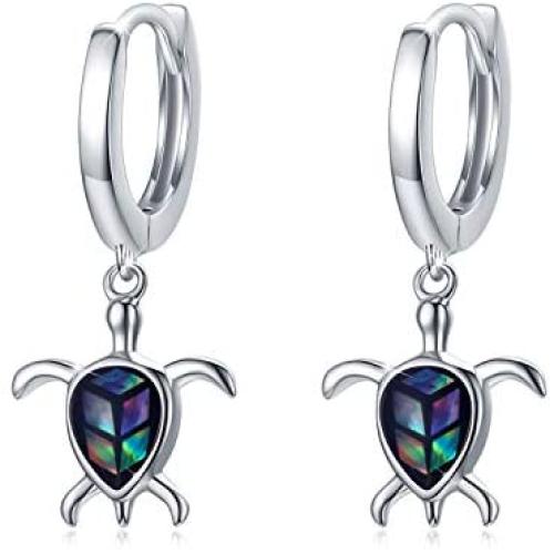 Turtle Earrings, 925 Sterling Silver Health and Longevity Sea Turtle Earrings Hypoallergenic,Sea Turtle Earings Cute Animal Jewelry Drop Dangle Earrings for Women