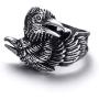 Raven Ring for Men, Norse Viking Raven Ring, Celtic Odin Raven Totem Amulet Ring, Vintage Crow Couple Ring, Punk Animal Bird Jewelry Gift for Men Boys