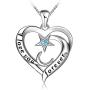 Star and Moon Heart Necklace 925 Sterling Silver Necklace I Love You Forever Pendant with Cubic Zirconia, Valentines Mothers Day Jewelry Gifts for Girls Couples Girlfriend Mom Wife