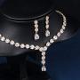 WeimanJewelry Women Cubic Zirconia CZ Bridal Marquise Tennis Long Teardrop Pendant Necklace and Dangle Earrings Set for Wedding Bride Jewelry