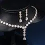 WeimanJewelry Women Cubic Zirconia CZ Bridal Marquise Tennis Long Teardrop Pendant Necklace and Dangle Earrings Set for Wedding Bride Jewelry
