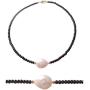Sundysh Pearl Choker Necklace, Fashion Black Baroque Single Pearl Beaded Necklace Gemstone Short Collar Necklace for Women Girls 14“