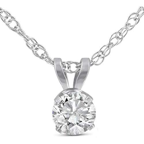 1/3ct Round Solitaire 14k White Gold Diamond Pendant