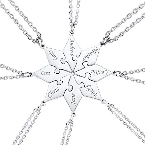 BFF Necklace for 2/3/4/5/6 Stainless Steel Chain Personalized Family Love/Friendship Jewelry Set Free Engraving Heart Pendants BFF Necklace for 2/3/4/5/6 Stainless Steel Chain Personalized Family Love/Friendship Jewelry Set Free Engraving Heart Pendants