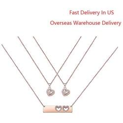 Daughter Gifts Mother Daughter Necklace Cubic Zirconia Love Pendant Necklace Mothers Day Gift