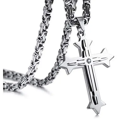 INBLUE Cross Necklace Pendant for Men Boys Women Girls Stainless Steel Cross Faith Necklace Cubic Zirconia Christian Prayer Gifts Friendship Jewelry with 22/24 inches Byzantine Chain INBLUE Cross Necklace Pendant for Men Boys Women Girls Stainless Steel Cross Faith Necklace Cubic Zirconia Christian Prayer Gifts Friendship Jewelry with 22/24 inches Byzantine Chain