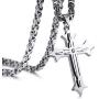 INBLUE Cross Necklace Pendant for Men Boys Women Girls Stainless Steel Cross Faith Necklace Cubic Zirconia Christian Prayer Gifts Friendship Jewelry with 22/24 inches Byzantine Chain