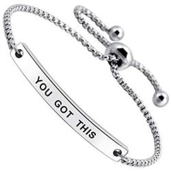 SOUSYOKYOSAM You Got This Positive Message Thin Bangle Inspirational Bar Bracelet for Women Teen Girls