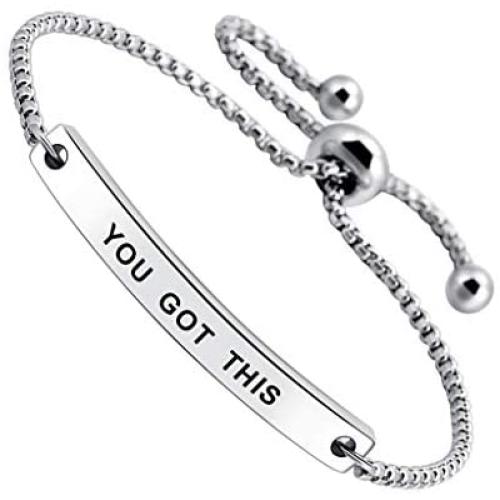 SOUSYOKYOSAM You Got This Positive Message Thin Bangle Inspirational Bar Bracelet for Women Teen Girls