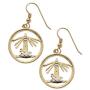 Bahamas Lighthouse Earrings, Bahamas Coin Hand Cut, 14 K Gold and Rhodium Plated