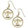 Bahamas Lighthouse Earrings, Bahamas Coin Hand Cut, 14 K Gold and Rhodium Plated Bahamas Lighthouse Earrings, Bahamas Coin Hand Cut, 14 K Gold and Rhodium Plated