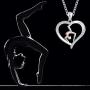 925 Sterling Silver Gymnast Gymnastic Dance Necklace Yoga Sports Heart Pendant Jewelry Birthday Gift Girl Dancer Women Her