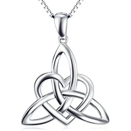 Sterling Silver Good Luck Irish Celtic Knot Love Knot Claddagh Lover Heart Shaped Pendant Necklace Bracelet