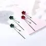 Long Flower Tassel Dangle Earrings,Red/Green Petal Drop Earrings 925 Silver Needle Earrings for Women Teen Girls Fashion Jewelry Birthday Gifts