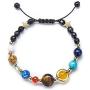 Solar System Bracelet Beaded Universe Galaxy The Eight Planets Guardian Star Natural Stone Beads Rope Woven Bracelet Bangle Jewelry Gifts for Women Girls