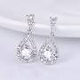 GULICX Silver Plated Base Round Cut Flawless CZ Cubic Zirconia Crystal White Women Drop Earrings