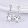GULICX Silver Plated Base Round Cut Flawless CZ Cubic Zirconia Crystal White Women Drop Earrings