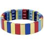 Allzedream Enamel Bracelets Stretch Bangle Colorful Tile Beads Elastic Stackable Colorblock Bracelet