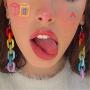 Personality Fashion Women Rainbow Chain Long Colorful Earrings Club Charms Jewelry Accessories