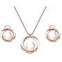 Rose Gold Pearl Jewelry Set Women Two Tone Circle Pearl Enameled Leverback Earrings and Pendant Necklace Bridal Bridesmaids Wedding Jewelry Set