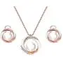 Rose Gold Pearl Jewelry Set Women Two Tone Circle Pearl Enameled Leverback Earrings and Pendant Necklace Bridal Bridesmaids Wedding Jewelry Set