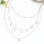Twinklede Boho Layered Necklace Gold Crystal Pendant Necklaces Chain Moon Star Necklace Jewelry for Women and Girls (Gold 1)
