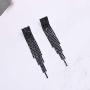Mlouye Long Tassel Earrings Fringe for Women Dangling Chain Fringe Crystal Statement Drop Earring