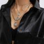 Ingemark Retro Face Coin Pendant Layered Chain Necklace for Women Girls 18K Plated Tag Coin Virgin Medallion Pendant Punk Link Chain Necklace (Style 2 Silver)