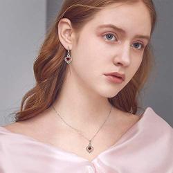 RMREWY 925 Sterling Silver Heart Jewelry Set Women Love Heart Pendant Necklace Earrings Set Valentines Day Gift for Bridal Jewelry Set or Formal Event Costume Jewelry