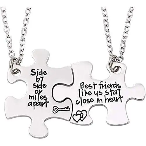 COLORFUL BLING 2PCS Best Friends Necklaces BFF Friendship Matching Puzzle Necklace Long Distance Friendship Gifts for Women Teen Girls COLORFUL BLING 2PCS Best Friends Necklaces BFF Friendship Matching Puzzle Necklace Long Distance Friendship Gifts for Women Teen Girls