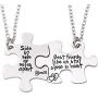 COLORFUL BLING 2PCS Best Friends Necklaces BFF Friendship Matching Puzzle Necklace Long Distance Friendship Gifts for Women Teen Girls